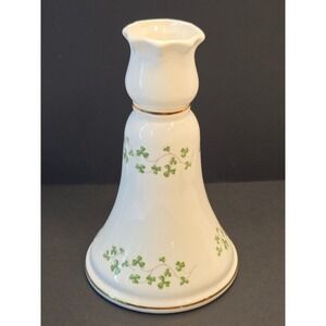 Vintage Royal Tara Ireland Fine Bone China Shamrock Candlestick Gold Trim 5"